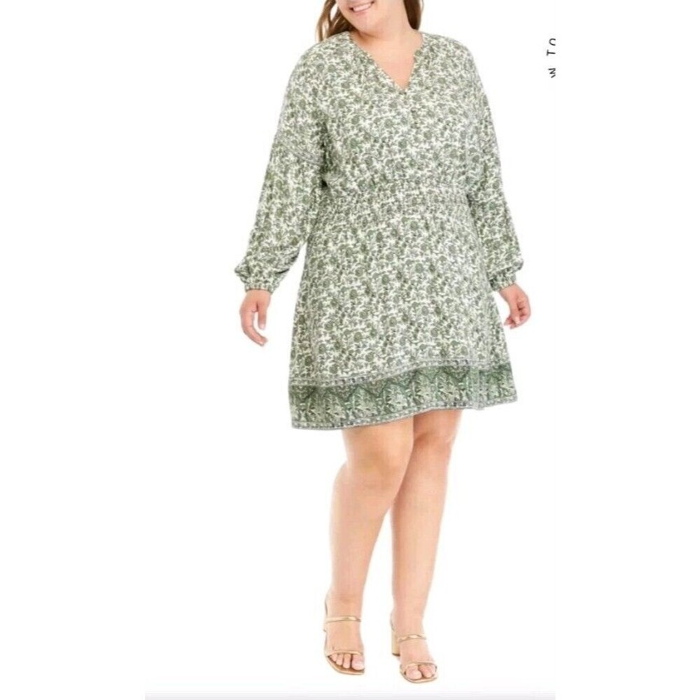 Wonderly Plus Size Smocked Waist Floral Mini Dress Size 3X NWT